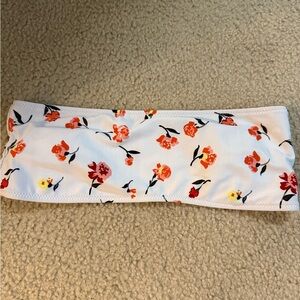 Zaful Floral Bandeau Bikini Top - White and Red